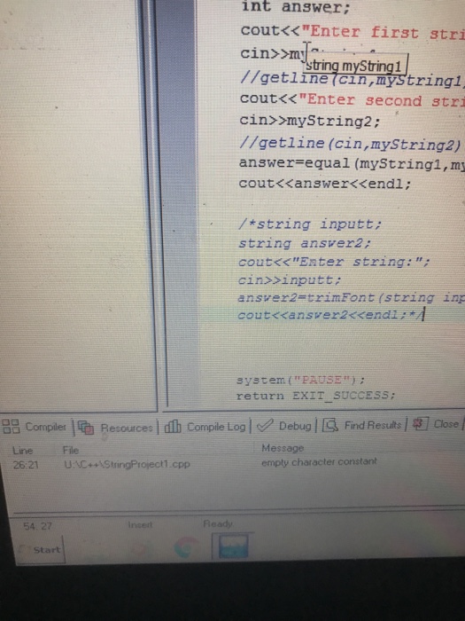 equal. The Equal function should return 1 if the two strings contain