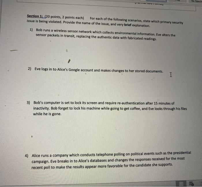 Please reply as soon as possible No Space Section 1: (20 points,