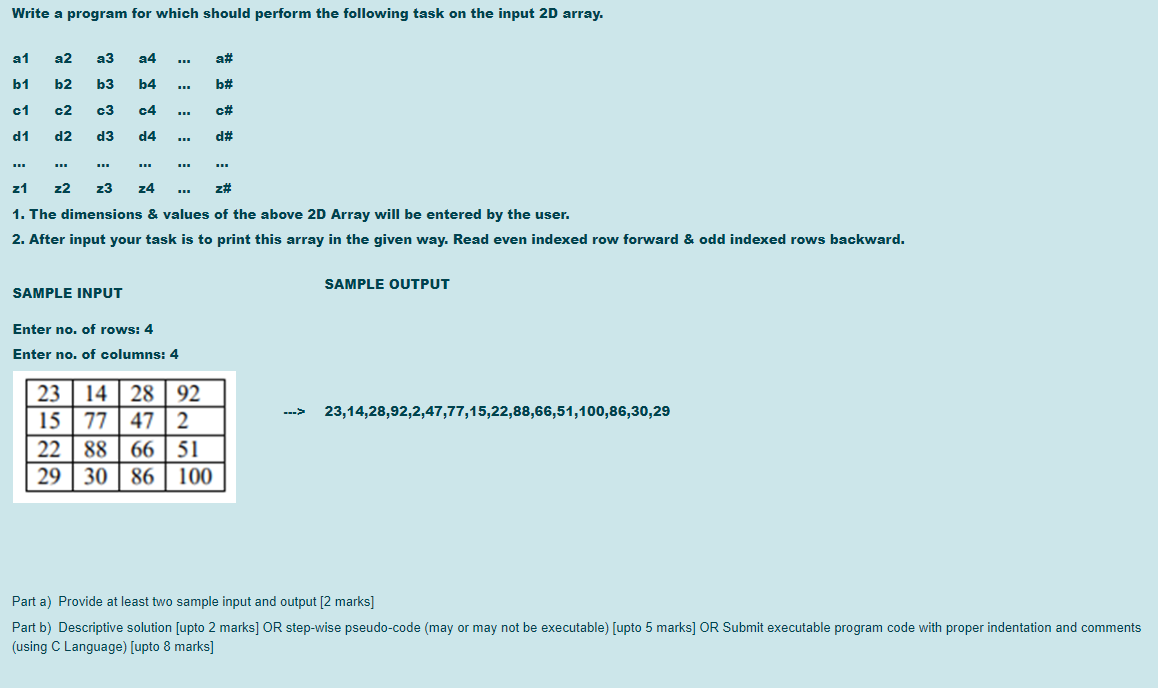  Write a C program for which should perform the following task