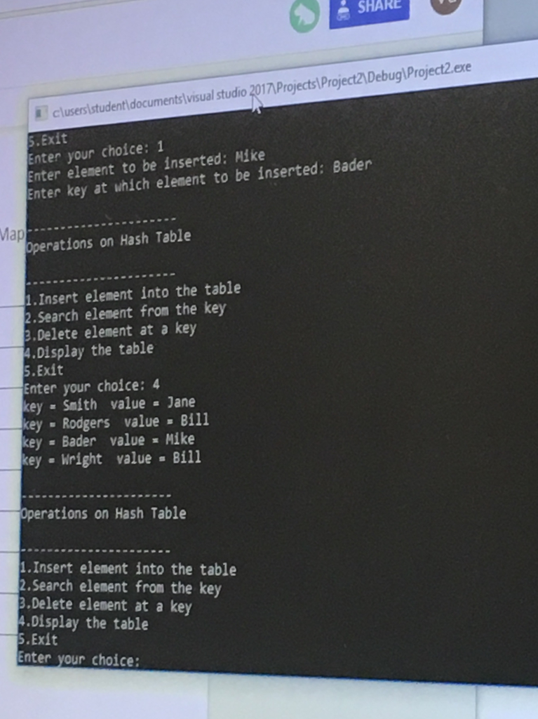 the task above Full Functioning Legacy Code That Implements Hash Map Between