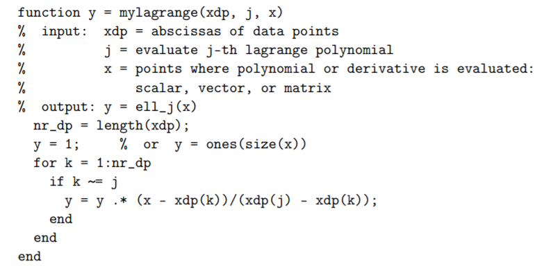 polynomials for the abscissas of the data points (1,3), (3,4), (4,2) (5,-1),
