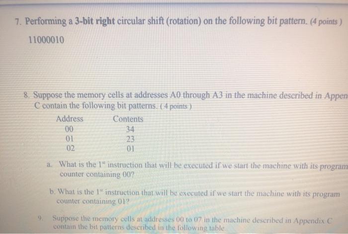 points) 2. Suppose a block of data is stored in the memory