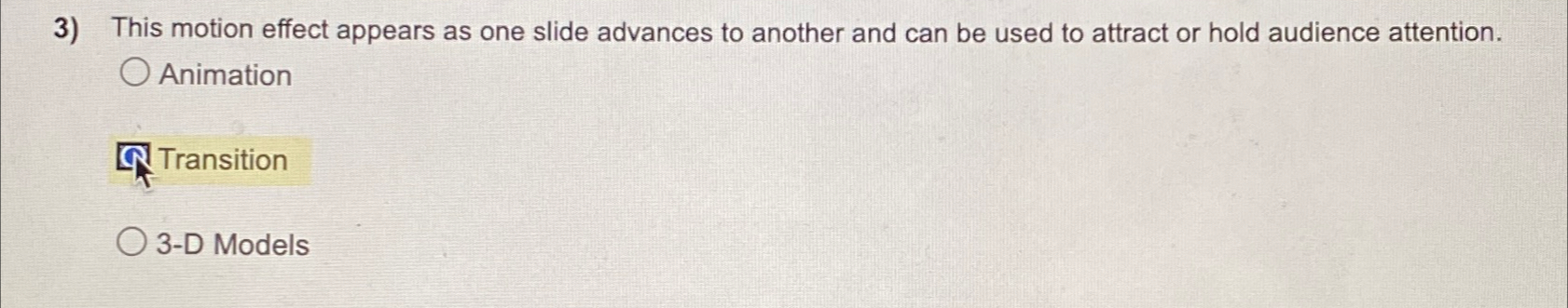  This motion effect appears as one slide advances to another and