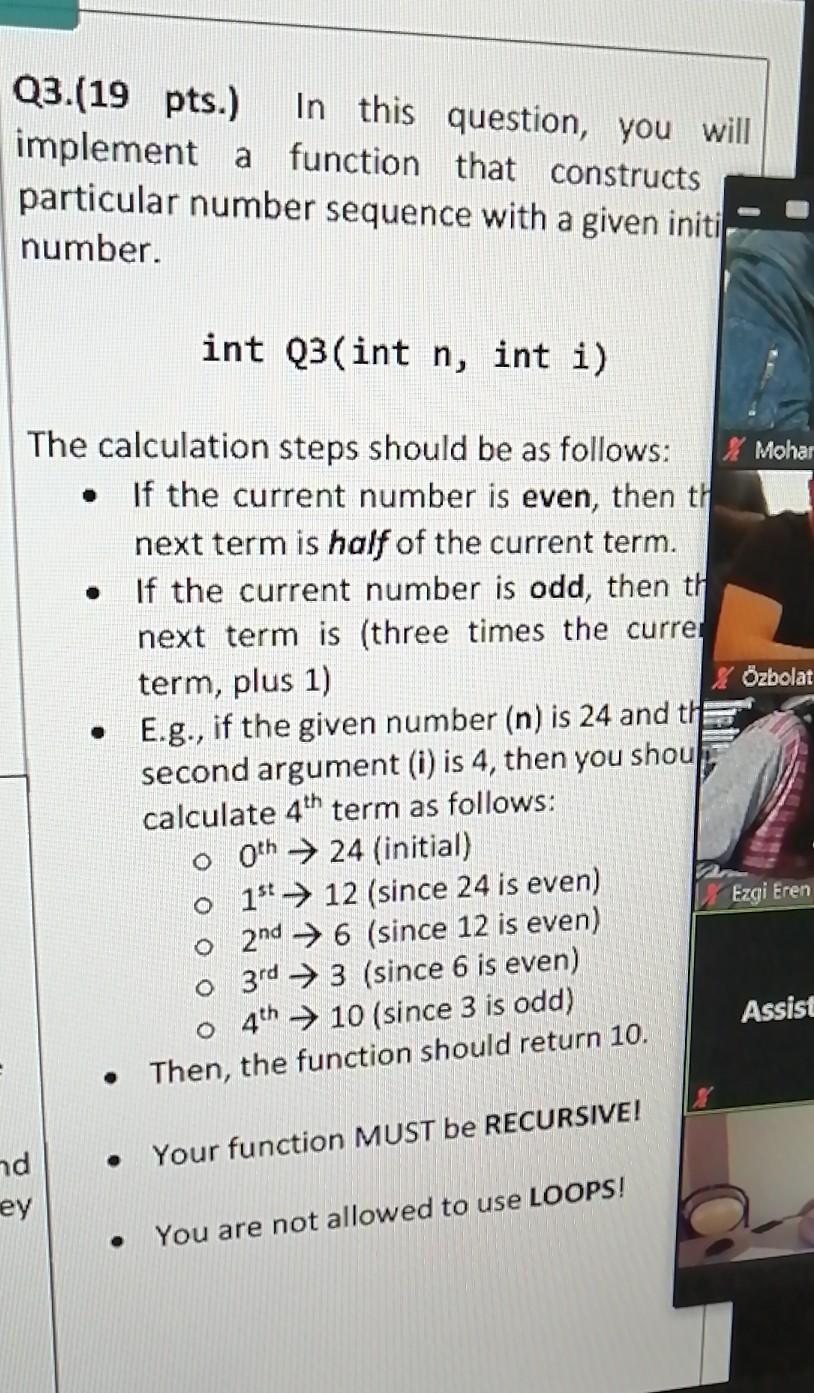  Q3.(19 pts.) In this question, you will implement a function that