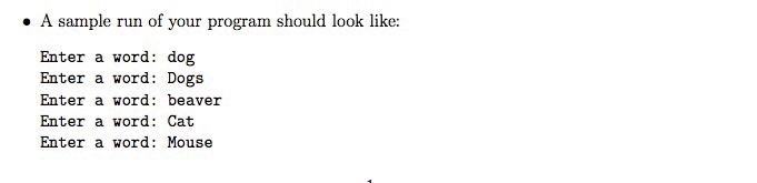 the user to enter some words and then sort the words in