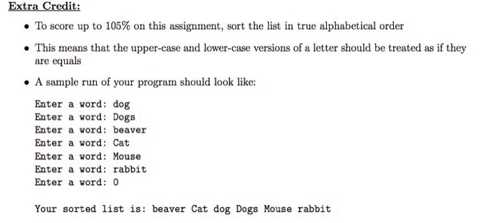 program program7.cpp. Store the words entered by the user in an array