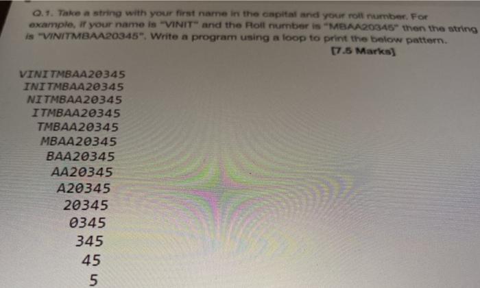  solve with phython 0.1. Take a string with your first name