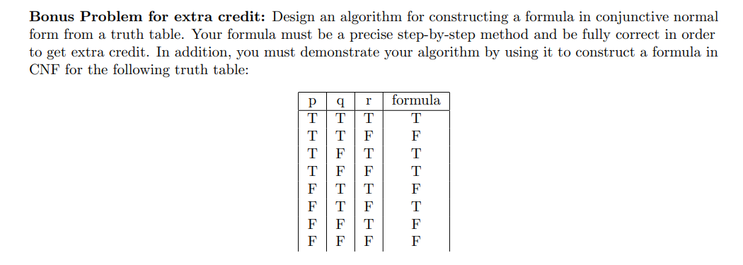  Bonus Problem for extra credit: Design an algorithm for constructing a