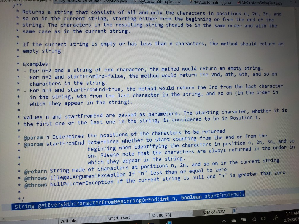 code language: Java software Engineer class ipse workspace - Assignment3/src/edu/qc/seclass/MyCustomString.java - Eclipse