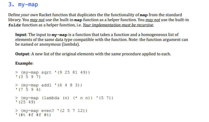  Define your own Racket function that duplicates the the functionality of