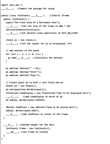 the front view of an oven. Write code segments following requirements from