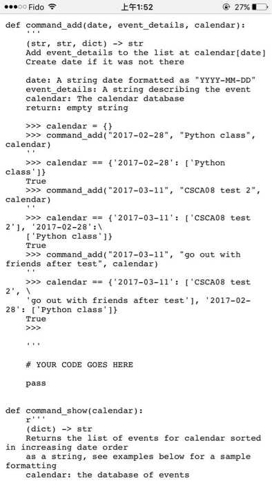  Python problem JE 1:52 27% OO Fido def command add (date,