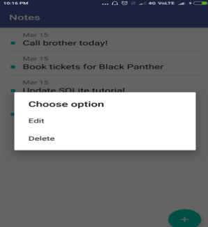 a Notes / Memo app with SQLite as Database storage. We will