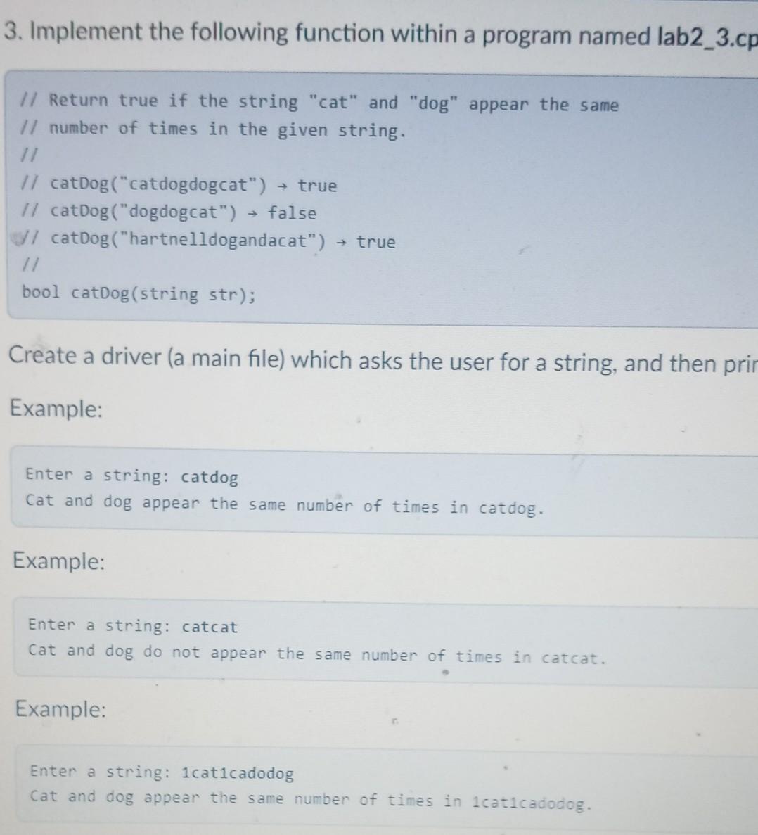 hello need help on this 3. Implement the following function within a