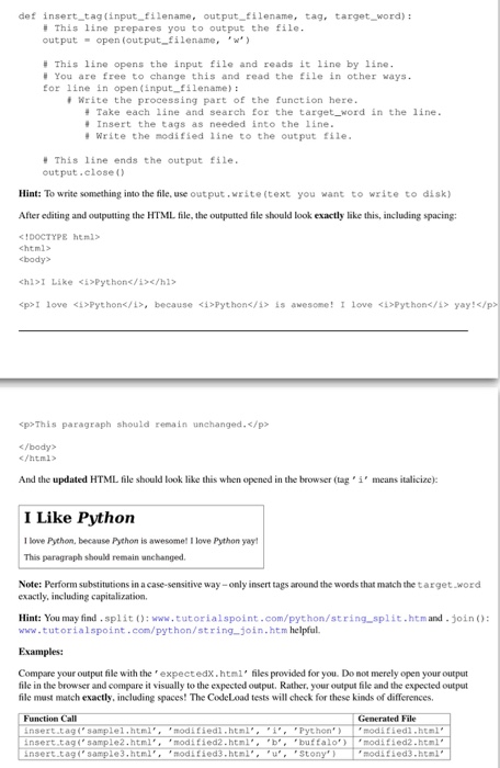 ) that takes the following arguments, in this order 1. input.filename: the