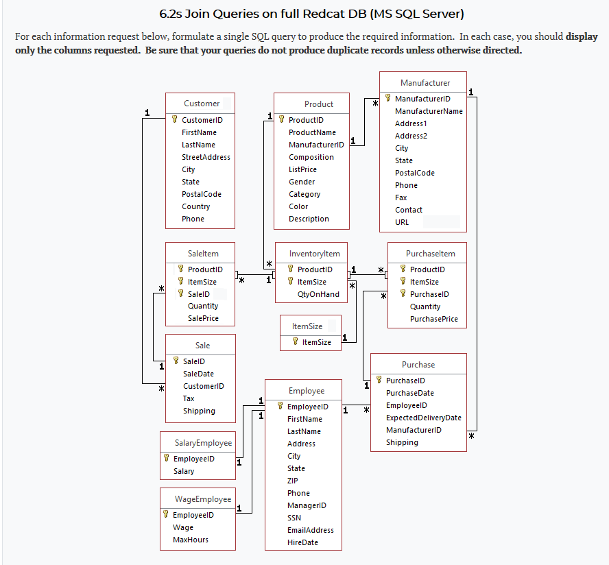  6.2s Join Queries on full Redcat DB (MS SQL Server) For