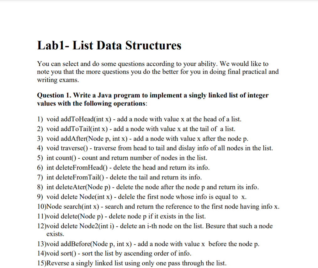 Data Structures and Algorithms in Java - Lab 1 (List Data Structures)