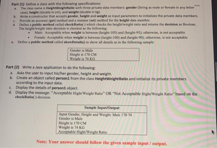 answer for a thumbs up! a. c. Part (1) Define a class