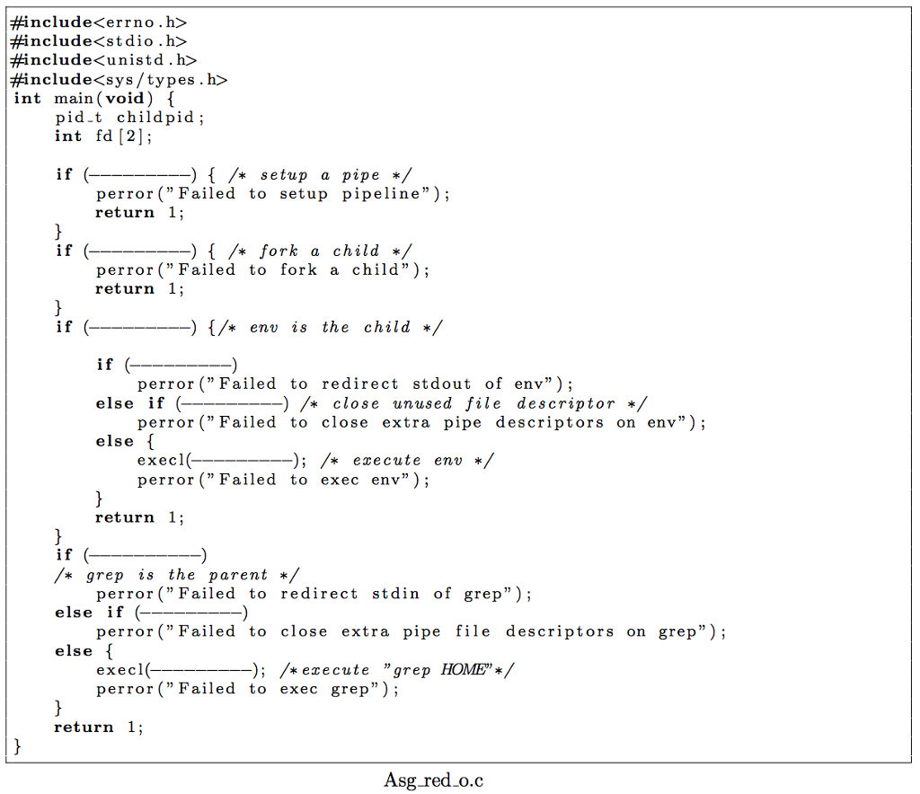 Fill in the blanks. include include #include include int main (void) pid.t
