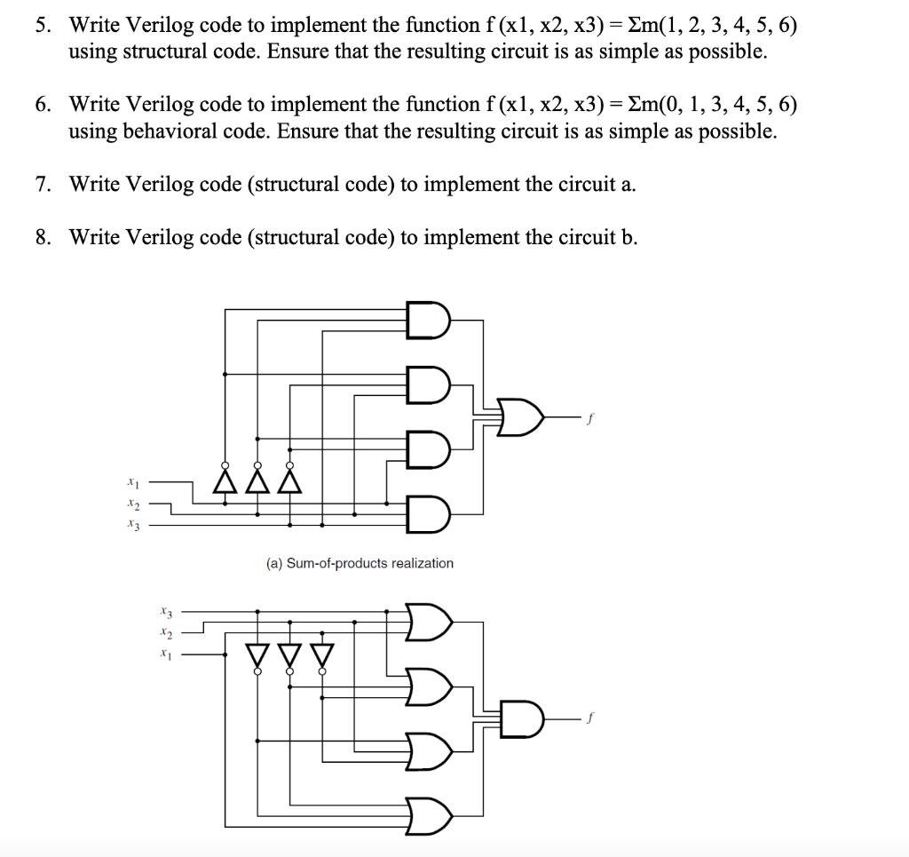 5. Write Verilog code to implement the function f(x1, x2, x3)