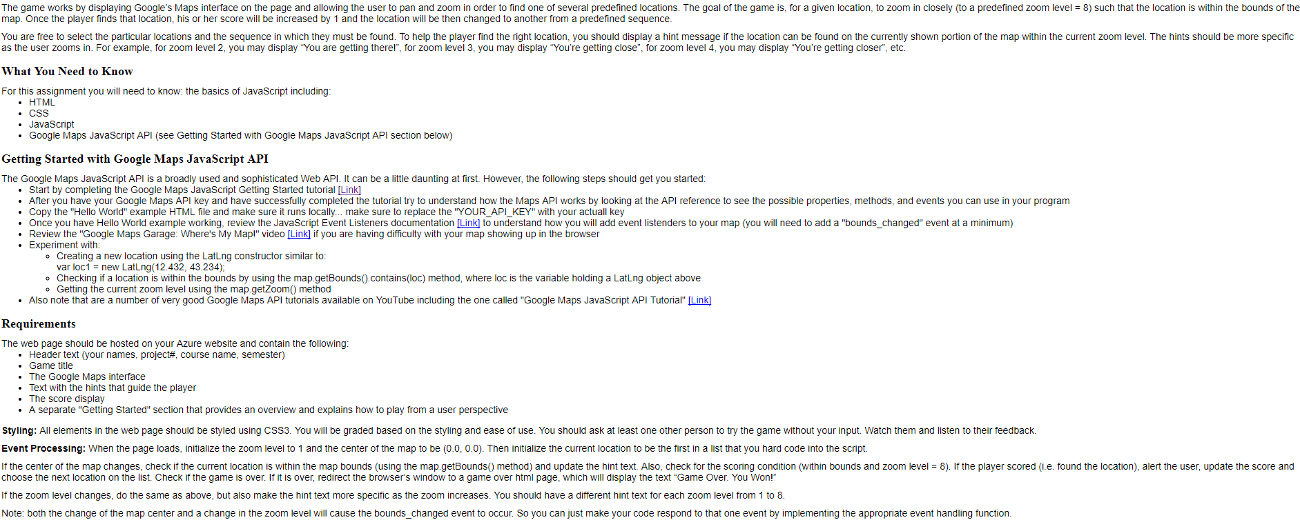 Having trouble with an assignment. We need to make a game