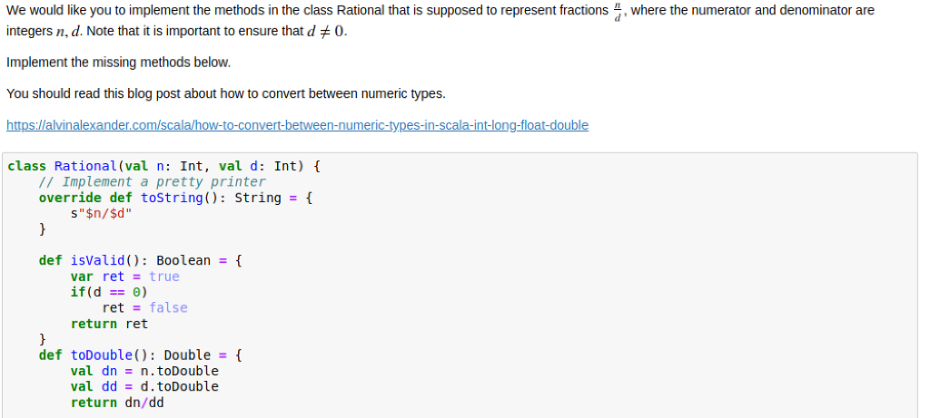 We would like you to implement the methods in the class