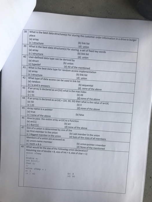  38 What is the best data structure(s) for storing the customer