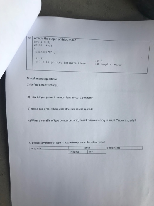 order information in a drive-in burger place (a) array (c ) structure