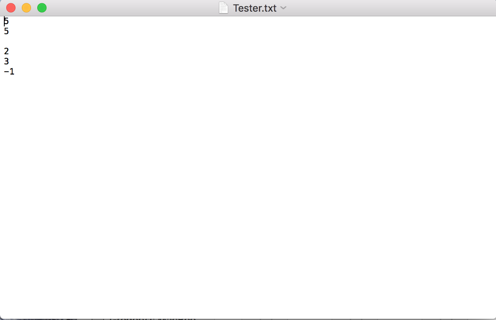 of numbers, each written on a seperate line. The program should read