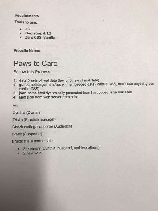  Requirements Tools to use: . JS Bootstrap 4.1.2 . Zero CSS,
