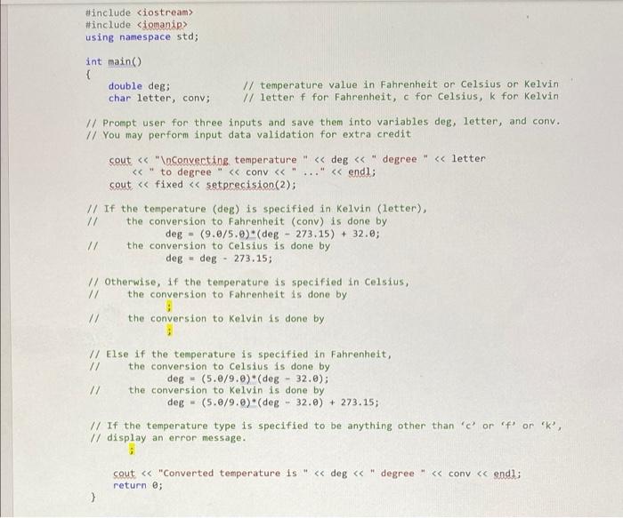 converts to the desired unit. If the user enters a letter following
