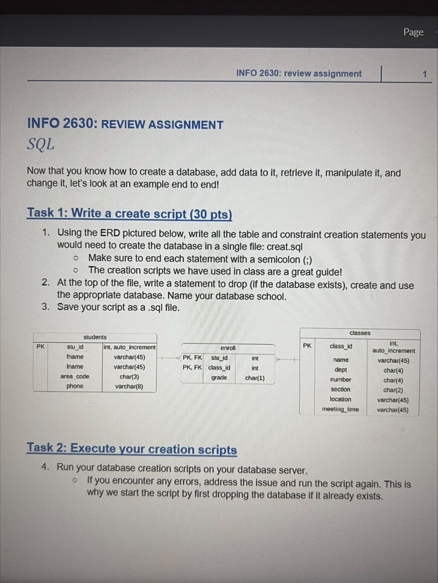  INFO 2630: REVIEW ASSIGNMENT SQL Now that you know how to