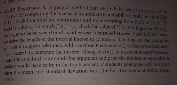  Please do in Java WITH 2.1.29 Binary search. A general method