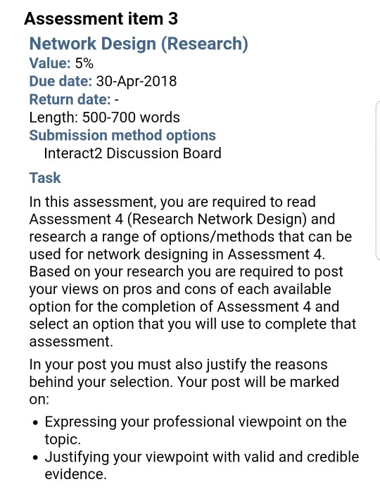Answer assignment no. 3 based on network design question from assignment no.4
