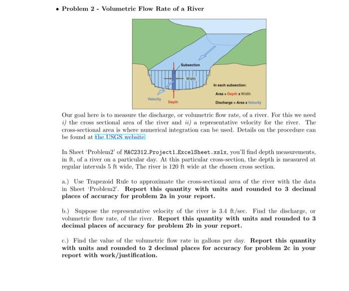 excel to solve calculus problems - Problem 2 - Volumetric Flow Rate
