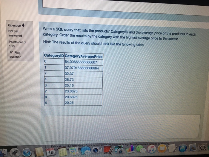 Hint: The result of the query should look like the table below
