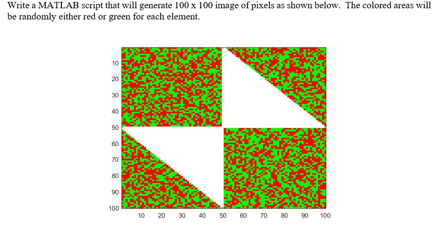  Write a MATLAB script that will generate 100 x 100 image
