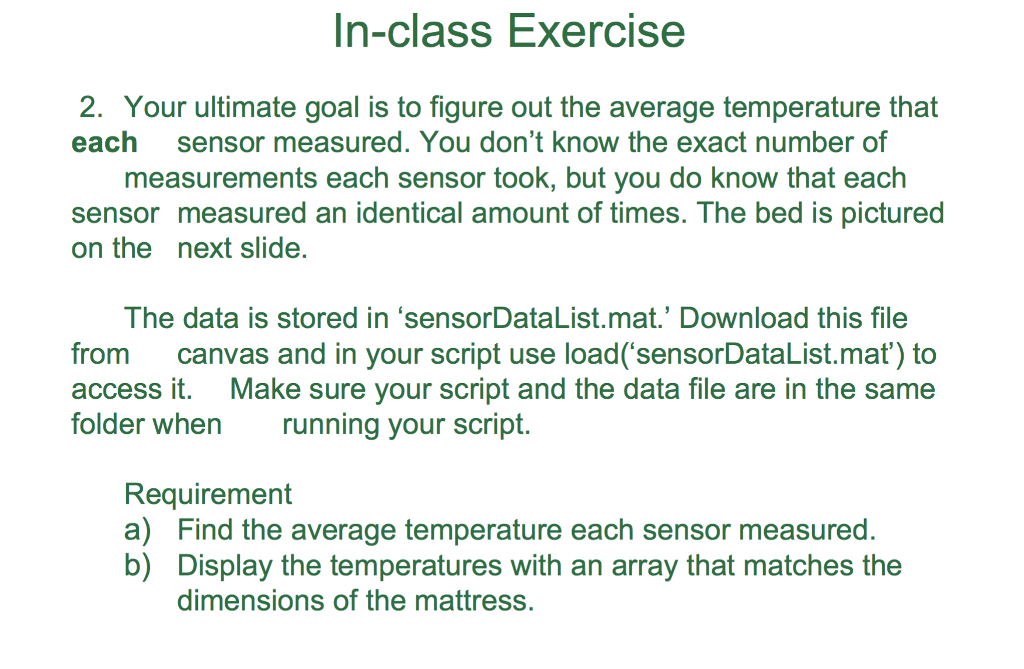 a company that develops smart beds. The bed has temperature sensors located