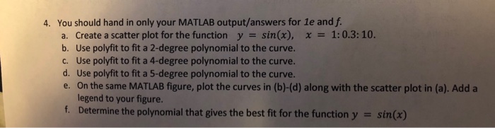  Make sure its in MATLAB code. 4. You should hand in