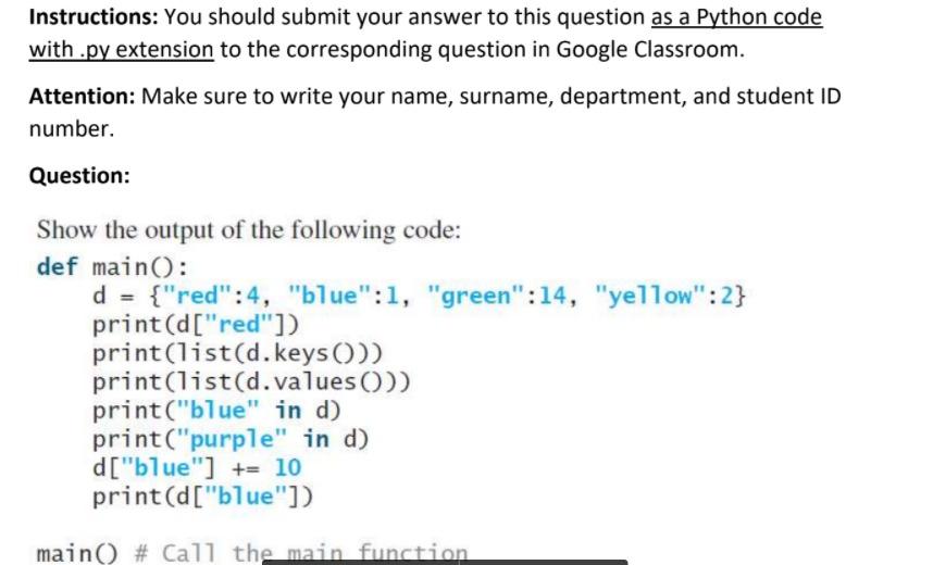  Instructions: You should submit your answer to this question as a