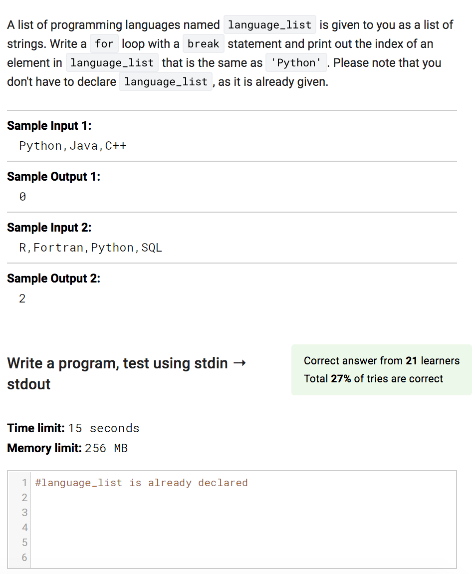 How do you write this in Python? A list of programming languages