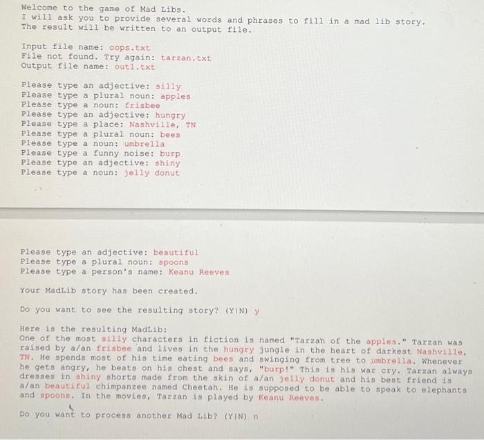 file, then make a program that will let the user fill out