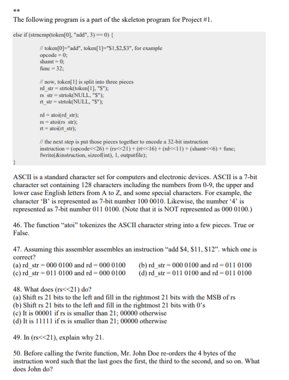  The following program is a part of the skeleton program for