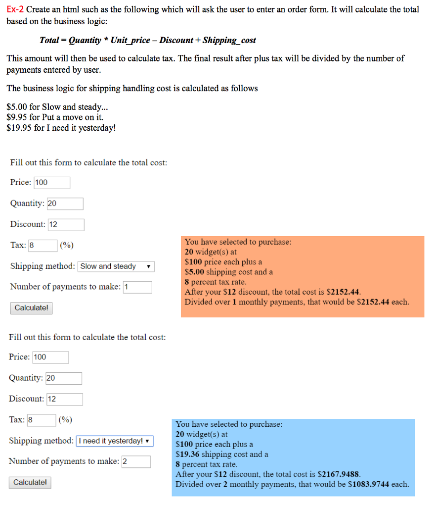 HTTP/CSS/PHP: Create an html such as the following which will ask the