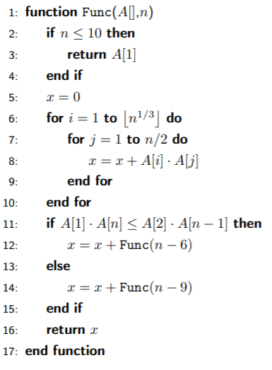 Write a recurrence relation describing the WORST CASE running time of each