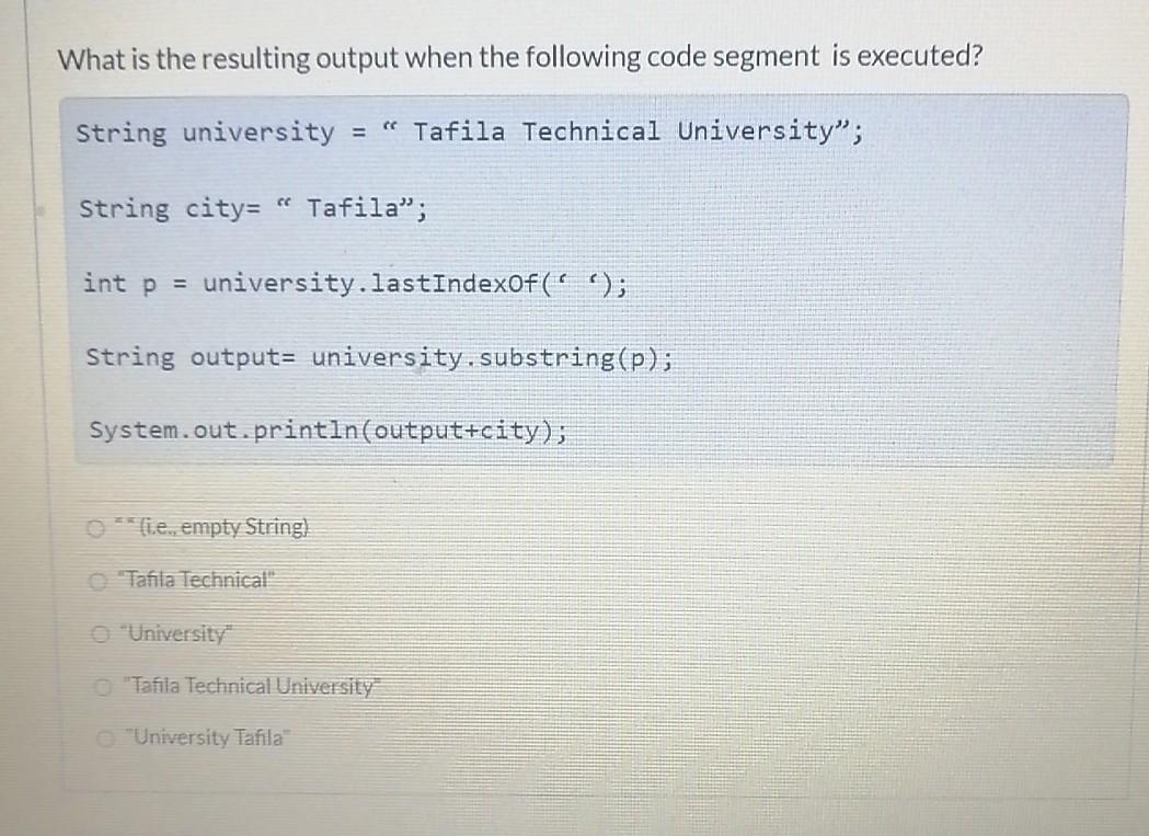OOP2 /java What is the resulting output when the following code segment