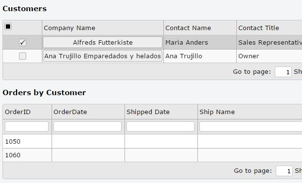 jqwidgets master grid code in jsfiddle Instructions: In the first grid, on