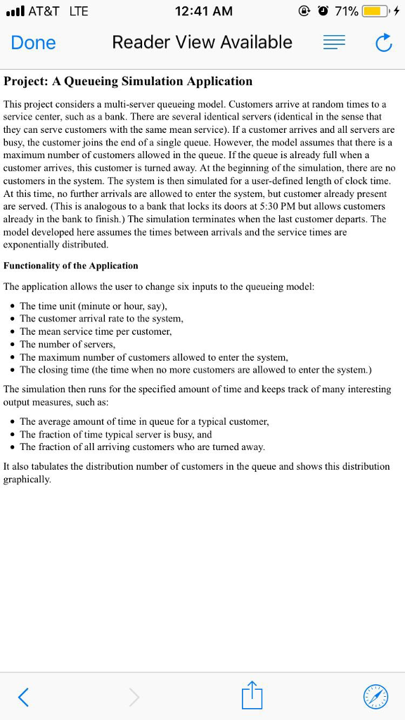 VBA programming Instead of a queueing simulation, what is asked is a