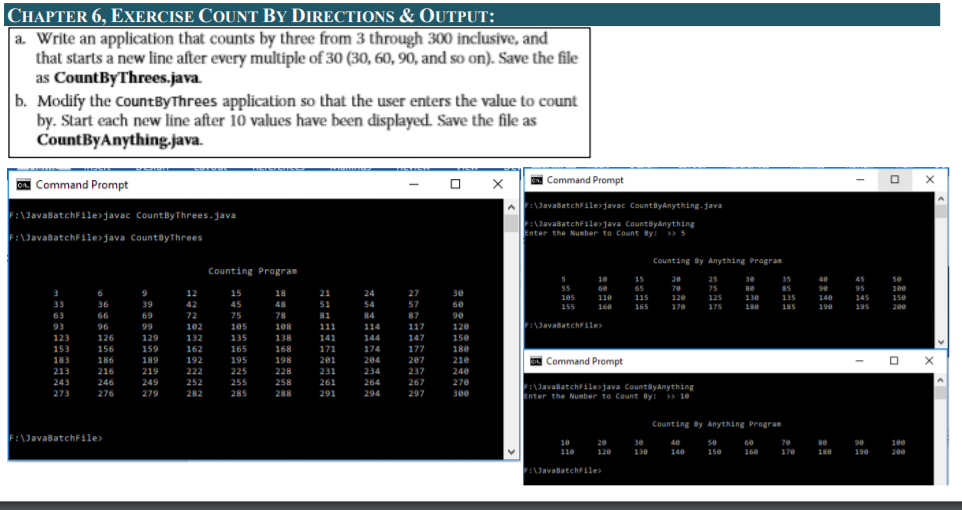  CHAPTER 6, EXERCISE COUNT BY DIRECTIONS & OUTPUT: a. Write an