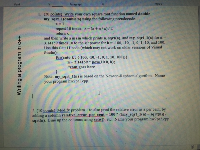  Write your own squareroot function named double my_ squareroot _1 (double
